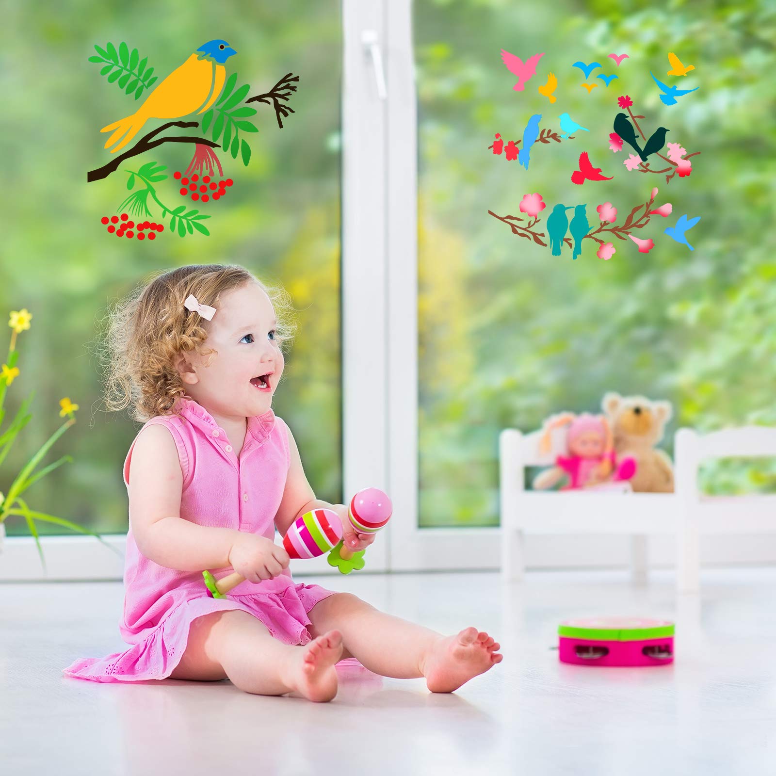 Buy 8 Pieces Birds Stencils Bird Tree Branches Stencil Flying Bird