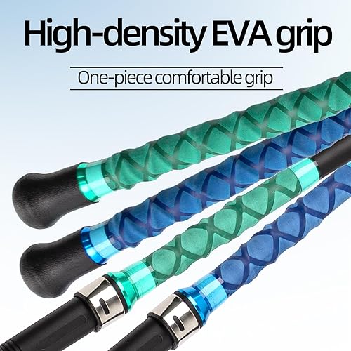 Miniatura 3 de Surf Rod Saltwater 9ft- 4-Piece Carbon Fiber Surf Fishing Rods, Portable Travel Surf Spinning Rod with 20-40lb Power Green Blue