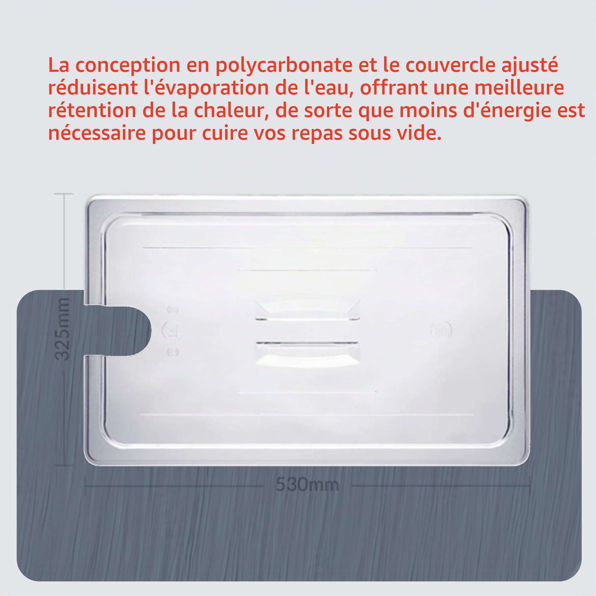 SousVideTools Récipient Transparent en Polycarbonate avec Couvercle Découpé sur Mesure pour Cuiseur sous Vide Anova Nano sans Bpa, Antiadhésif, Passe au Lave-Vaisselle 20 l