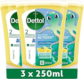 Dettol Pacote de refis de sabão líquido, perfume de toranja, ação de limpeza, 3 x 250 ml