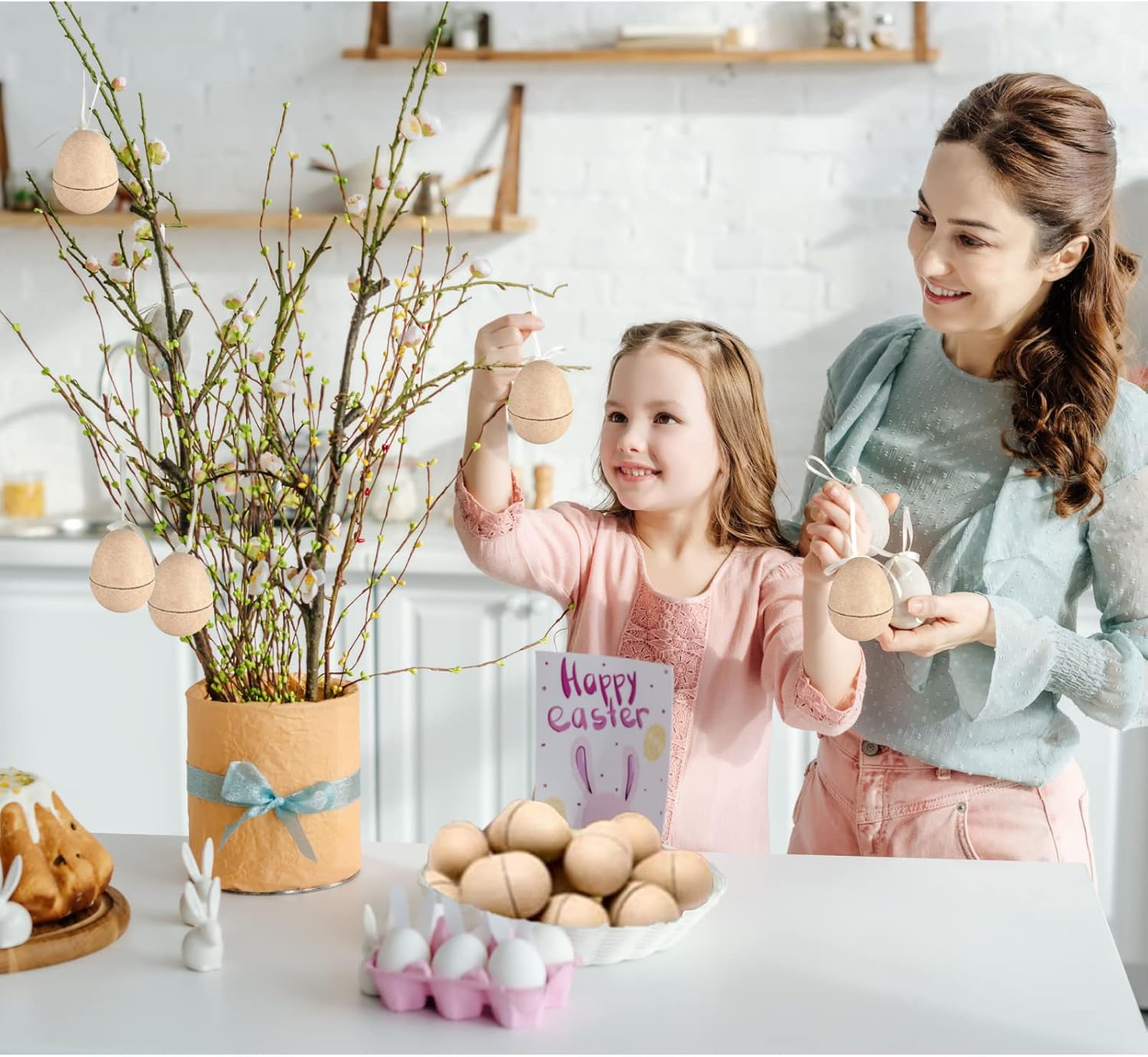 100 Pcs DIY Paper Mache Easter Eggs, Easter Craft Supplies Blank Paper Eggs for Decorating Fillable Paint Your Own Eggs for Easter Party Ornaments Children Egg Hunt Basket Stuffers Fillers (100)