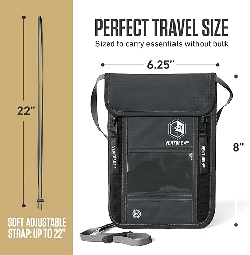 Vista 3 de Venture 4th bolsa de cuello de viaje con traba RFID, gris), V4-01-NP-GR