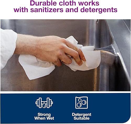 Miniatura 2 de Tork Toalla de limpieza para servicio de alimentos, color verdeblanco, 14 plegada, 1 x 600 toallas, 192185