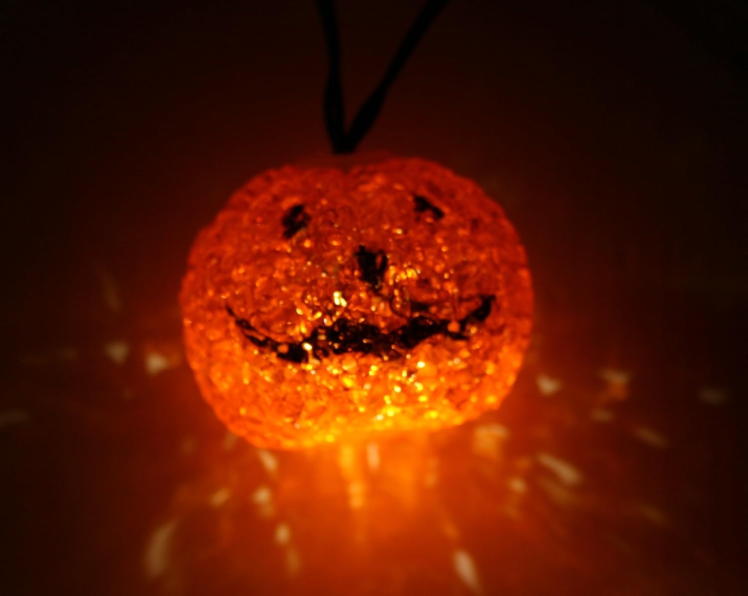Halloween Solar String Lights - Glowing Orange Jack O' Lanterns - Set of Twelve (12) Lights