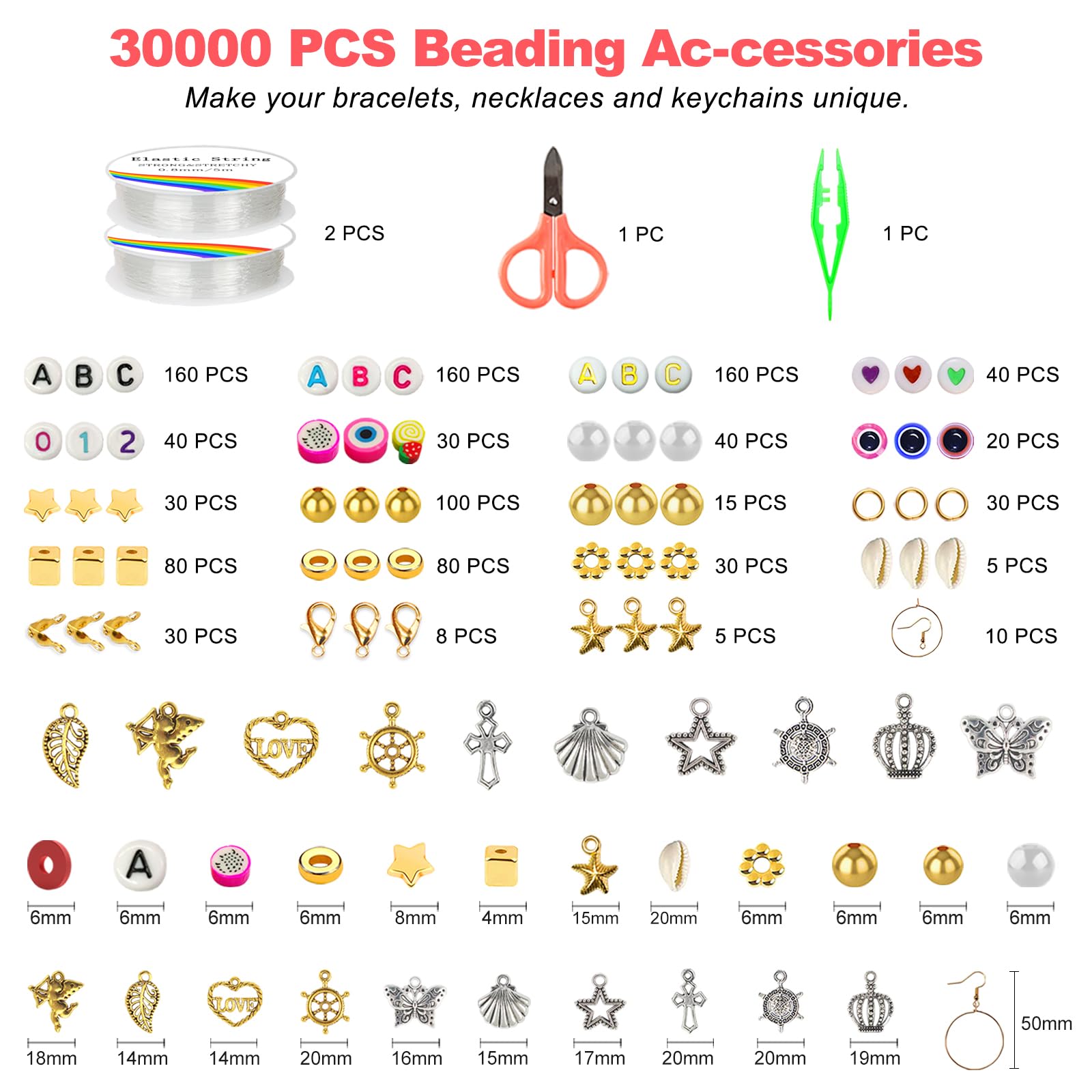 Fournine 30000 Pcs Clay Beads Bracelet Making Kit - Image 3