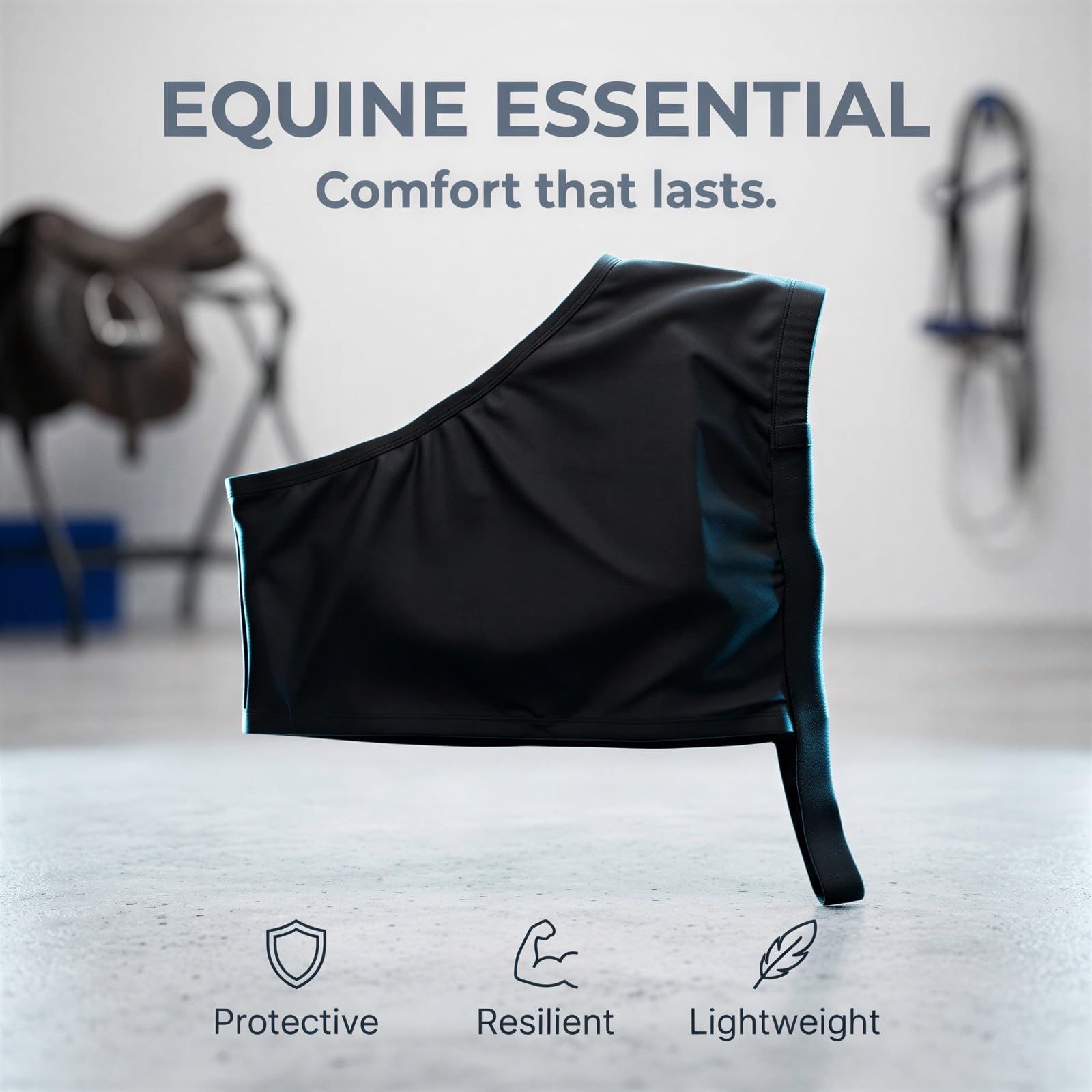 Protezione per collo e spalle per cavallo, protezione elastica contro l'attrito, in morbido spandex, per comfort e sensazione sotto le coperte, nero