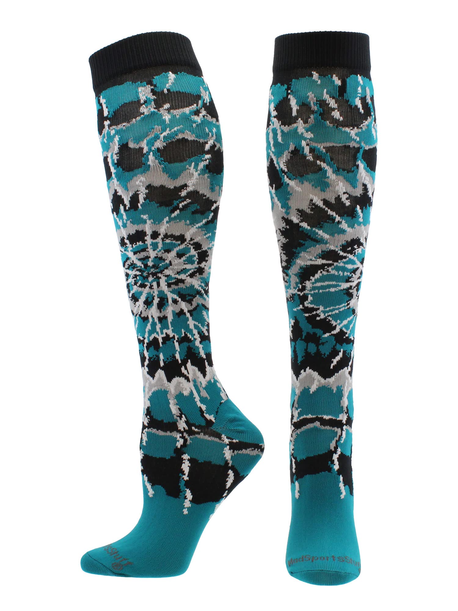 MadSportsStuff Crazy Tie Dye Socks for Softball Soccer Volleyball Tall Over the Calf Athletic Socks Fun Neon Colors