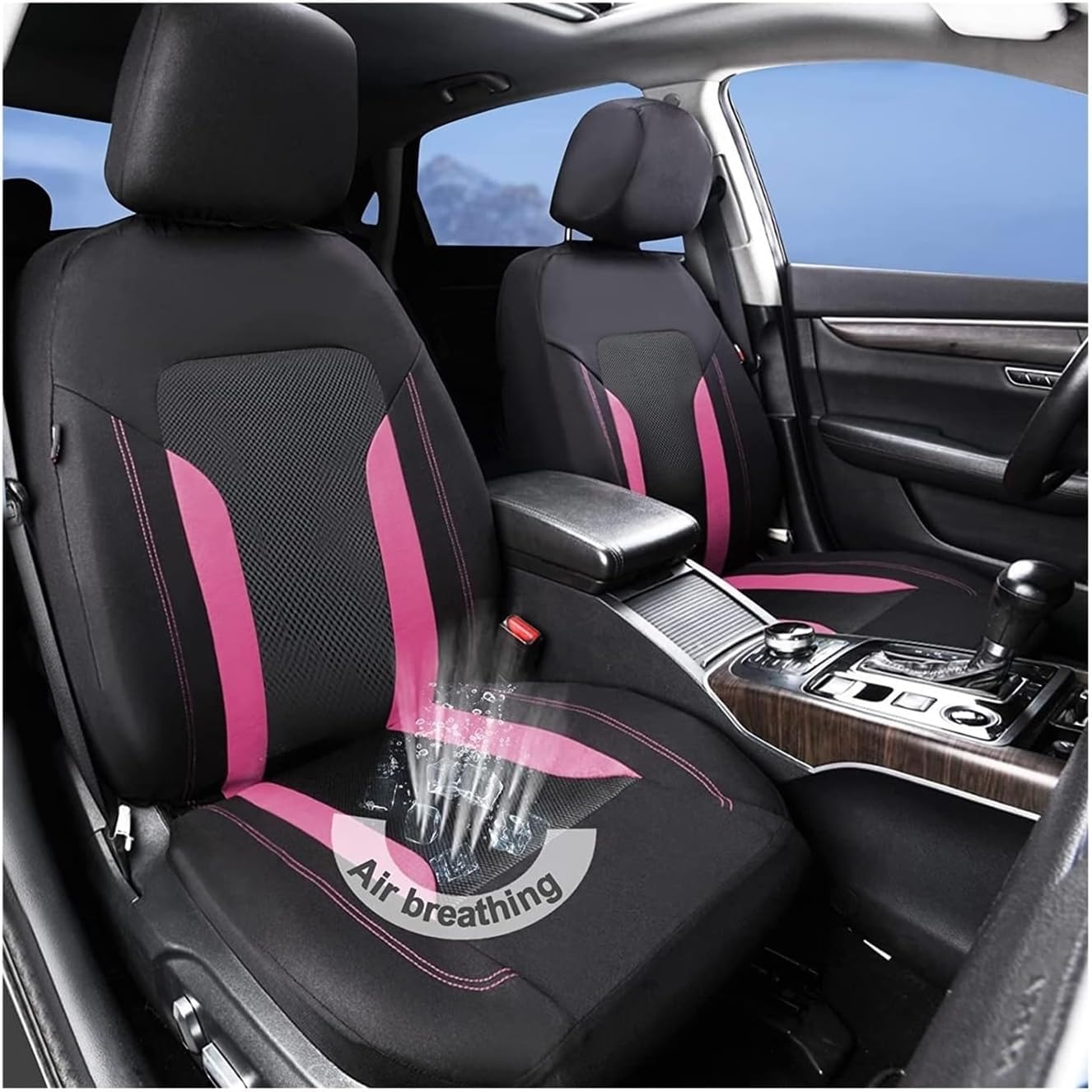 QUNINE Coprisedili Auto per Nissan Micra K12 2003-2010, Traspirante Antiscivolo Copri Sedili Auto Protezione Sedile Auto Facile da Montare Auto Accessori,3 Pink