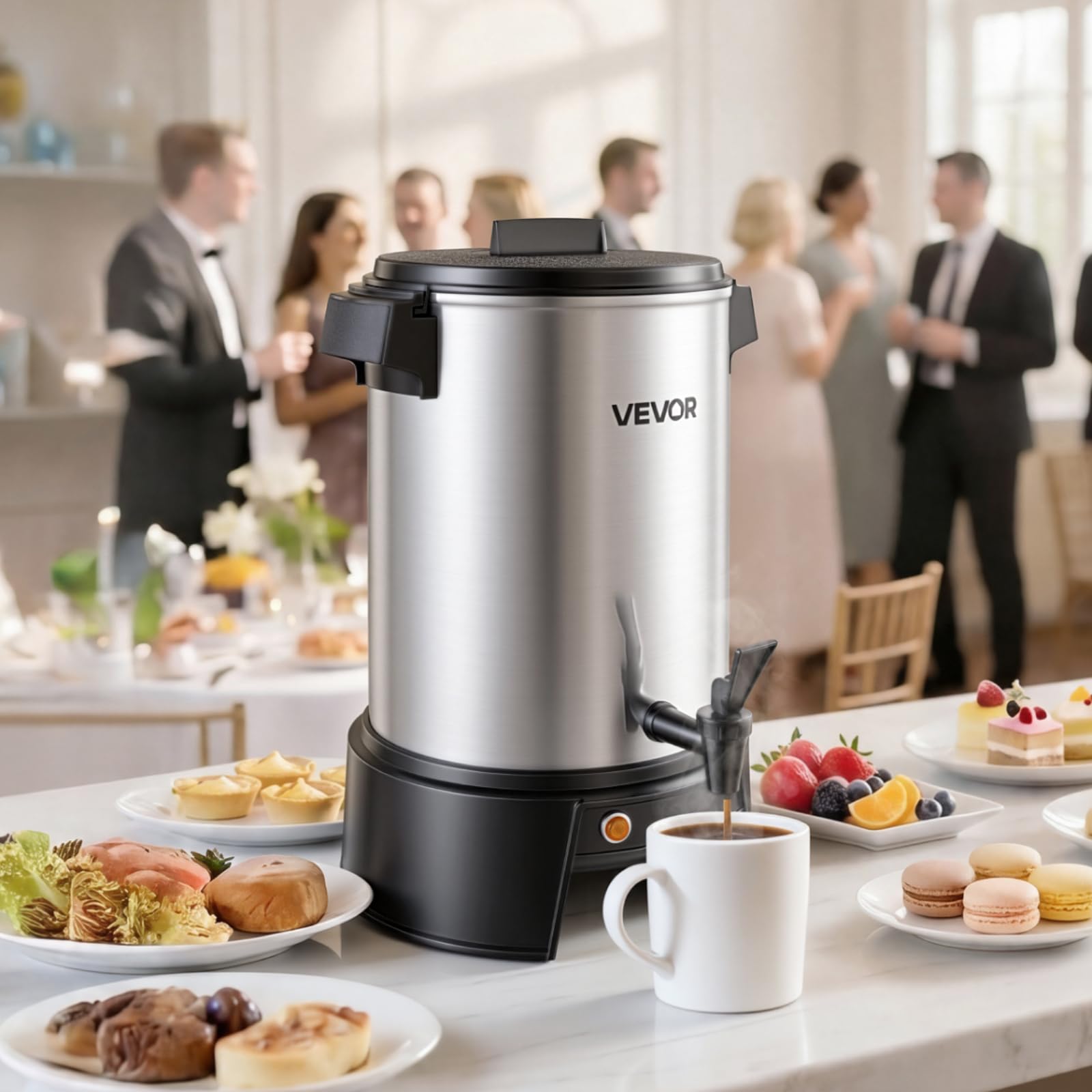 VEVOR Distributore Bevande Calde Caffè Elettrico 250x270x370 mm Capacità 4,5 L, Caffettiera con Rubinetto Antigoccia 1190 W, Controllo Automatico di Temperatura, Erogatore Caffè Tè Vin Brulè, Hotel