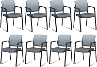 Vista 29 de CLATINA Sillas de oficina apilables para recepción de invitados con brazo, silla de sala de espera con respaldo de malla con asiento de tela
