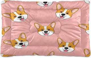 Cute Dogs Washable Dog Bed Anti-Slip Dog Crate Bed Pet Beds Sleeping Mat for Large, Medium, Small Pets 18x24in