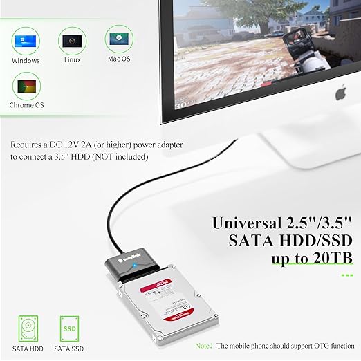Cable WAVLINK SATA a USB Tipo A 5Gbps USB 3.0 Negro miniatura 4