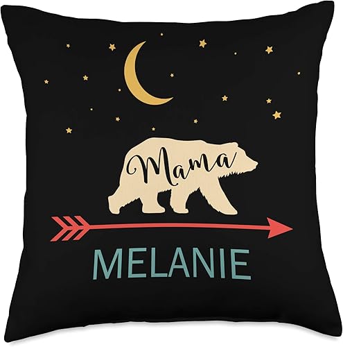 Mama Bear Melanie Name Gifts Melanie - Almohada de peluche (18.0 x 18.0in), multicolor