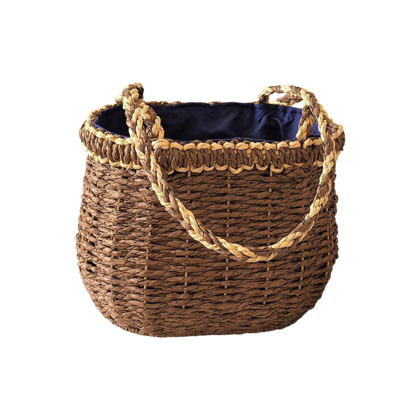Bohemia Design Basket Natural Straw Organiser Light Weight with Handle for Picnics & Home Handcrafted Basket
