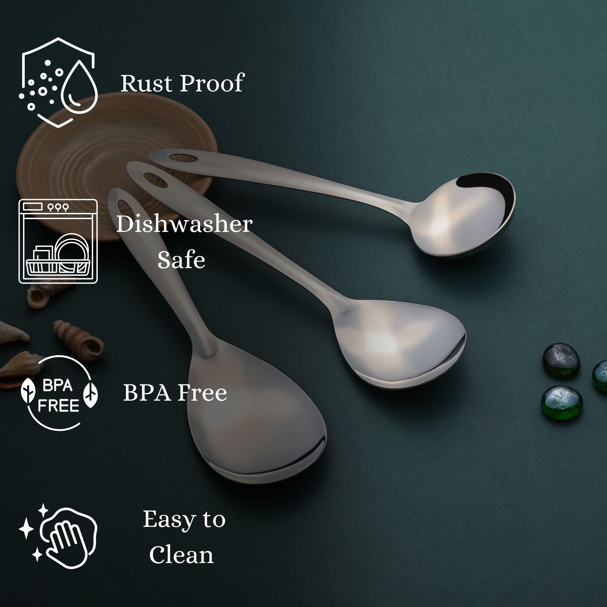 Montavo Stainless Steel Serving Utensil Set - 3 Piece -5
