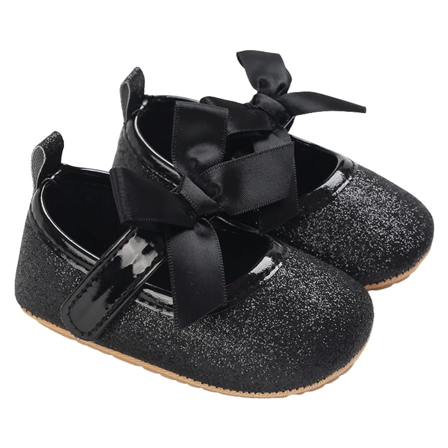 Mix&Max baby-girls Front Bow Velcro Strap Ballerina Shoes Ballet Flat