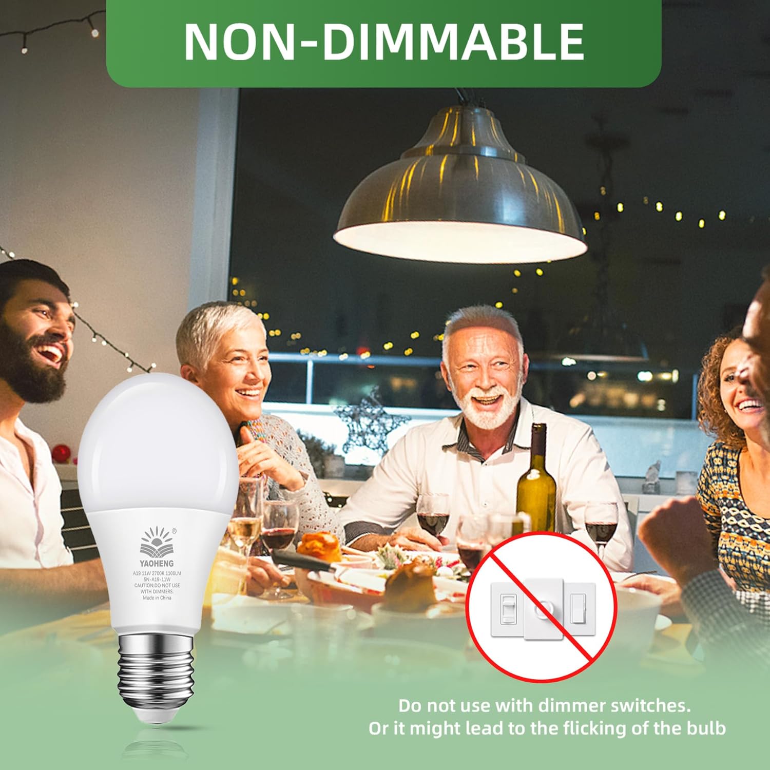 A19 LED Light Bulb 75 Watt Equivalent, 11 Watt Light Bulbs, 2700K Warm White, 1100 Lumens, Non-Dimmable, E26 Base Lightbulbs, Standard LED Bulbs for Home, ETL Listed(4-Pack)