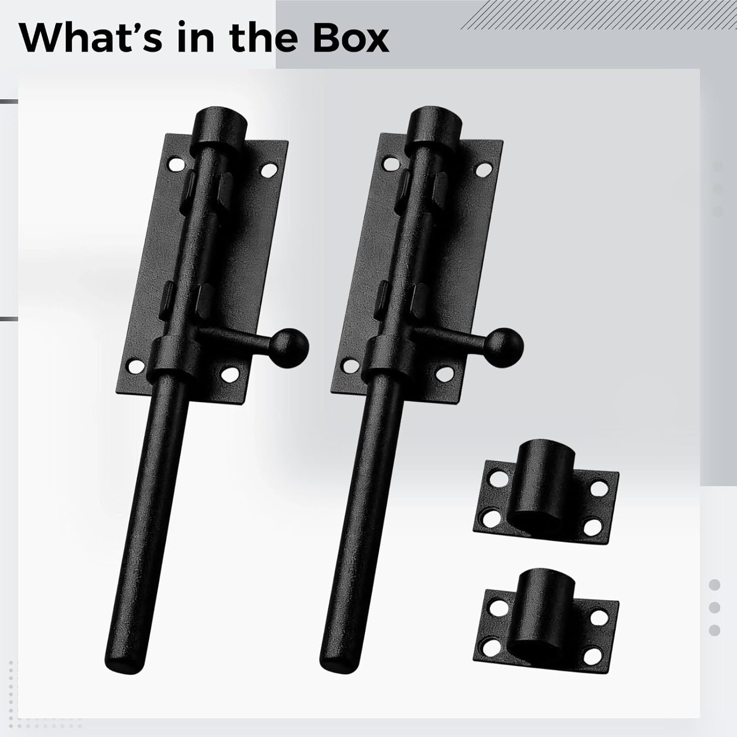 20 Cm Gate Security Latch, Black Stainless Steel, Lock Hole, Heavy Duty