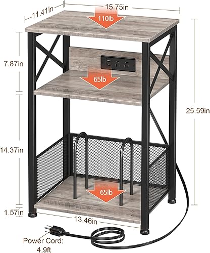 Miniatura 4 de AMHANCIBLE HETCD01BR-1 - Soporte para tocadiscos con estación de carga, soporte para tocadiscos con armario de almacenamiento, mesa auxiliar de 3
