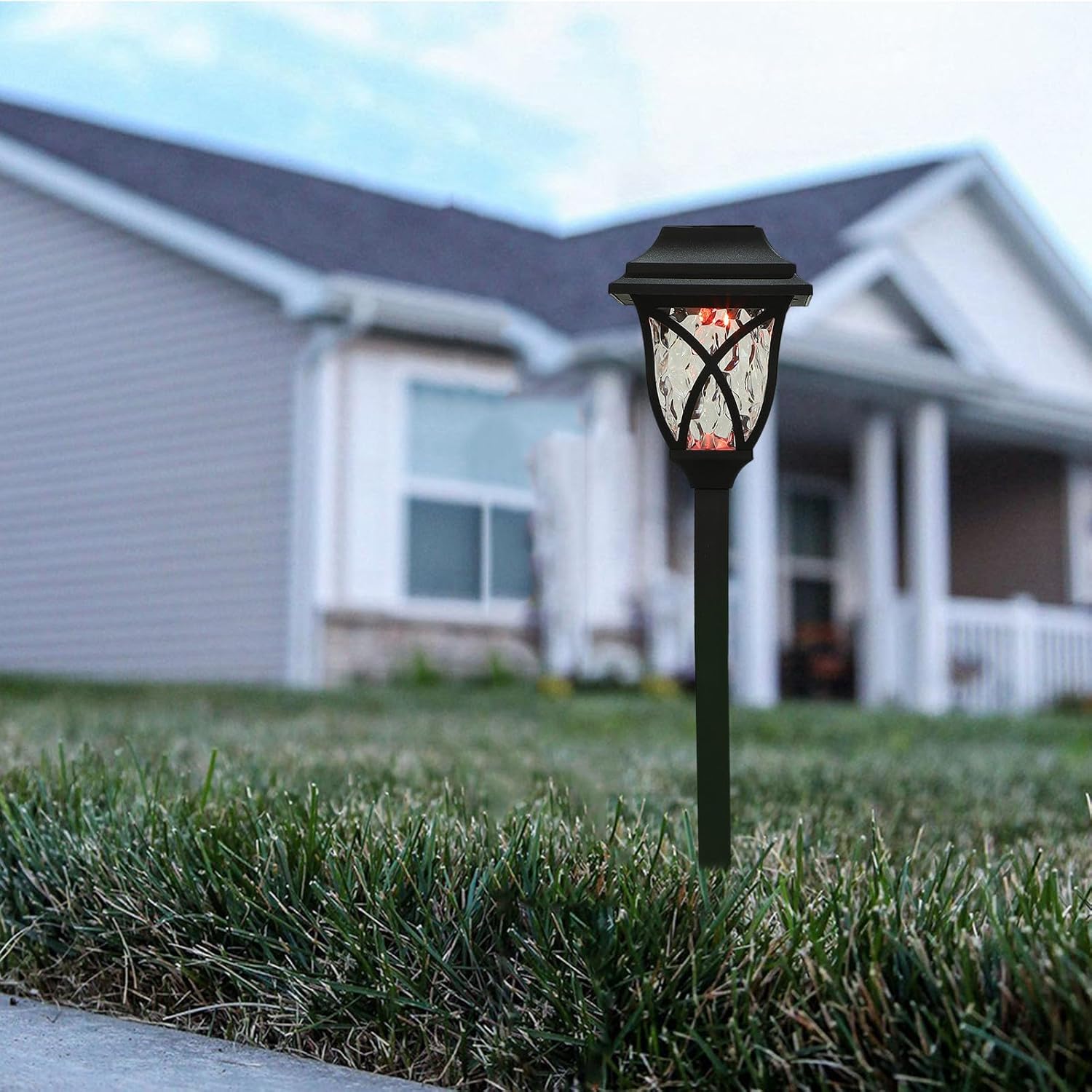 Cabilock 4pcs Solar Lawn Lights LED Landscape Path Lights Waterproof Outdoor Yard Patio Solar Lighting Set with RGB and Blue for Garden Walkway