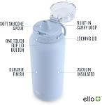 Ello Cooper 22oz Bouteille d'eau en acier inoxydable avec Poignée de paille et de transport, Métal à double paroi et à vide, couvercle de verrouillage étanche avec joint en silicone souple, réutilisable, BPA Sans halogène