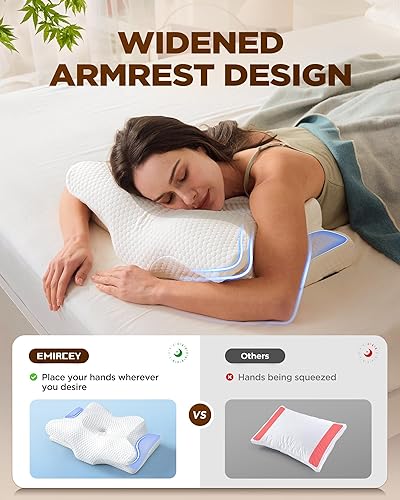 Miniatura 4 de Dream Without Pain - Almohada cervical cervical para dormir, almohadas ergonómicas para dormir de lado para adultos, almohada ortopédica refrescante