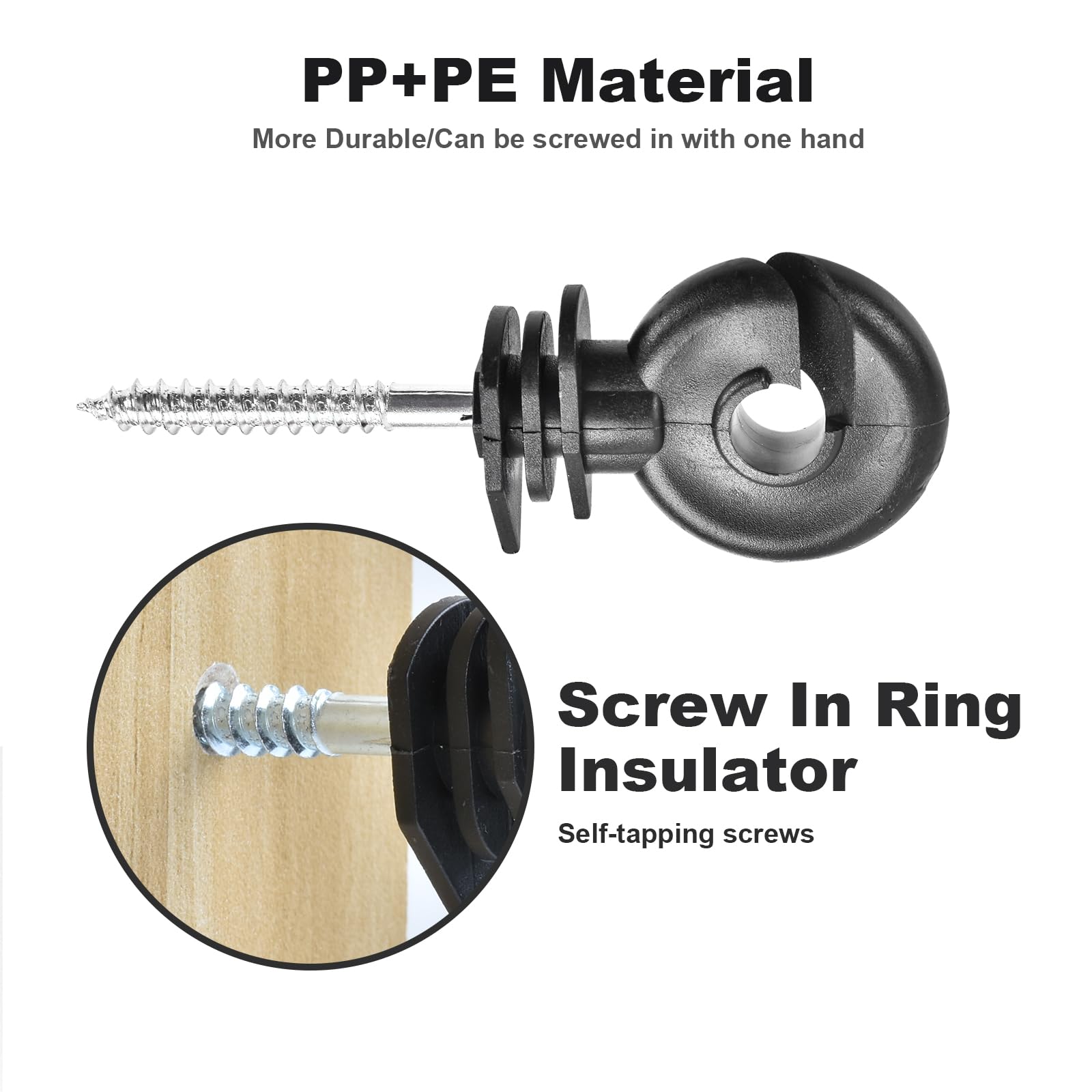 Isolatore Nero Ad Anello Con Vite Per Legno - Agri&Work - Foto 3