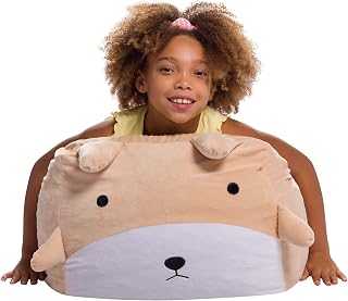 Posh Creations Large Bean Bag Soft Cozy Animal Chair for Bedrooms, Kids Lounger, Medium, Dog - Tan