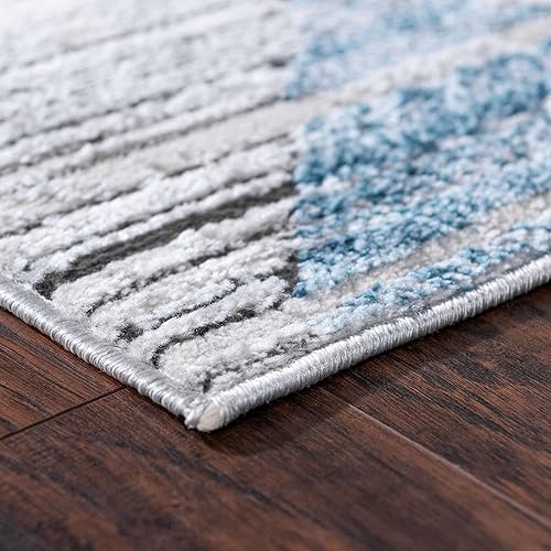 Miniatura 4 de Rugs.com Leipzig Collection - Alfombra de pelo bajo de 9 x 12 pies, color azul, perfecta para salas de estar, comedores grandes, planos abiertos