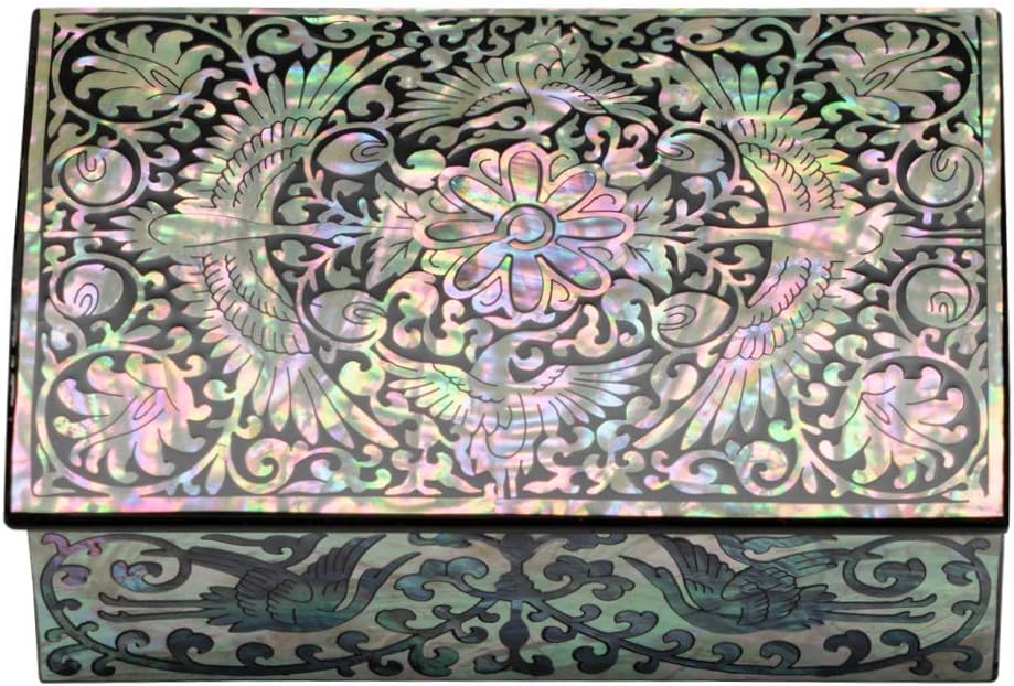 February MountainFebruary Mountain Mother of pearl Crane Wood Finish Decorative Jewelry & Trinket Storage Chests
