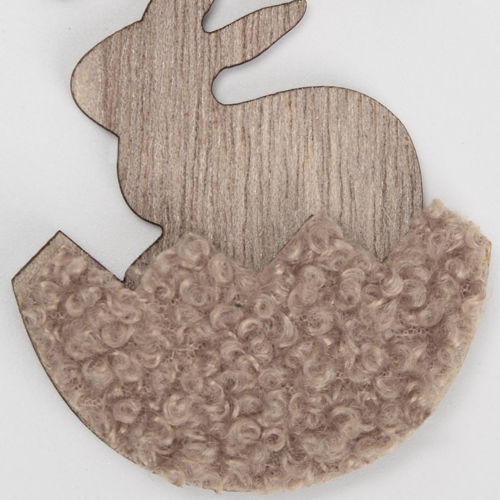 DN DECONATION 9-teilige Osteranhänger, Holz Hasen mit Sherpa-Textur & Perlenschnur, Rustikale Osterdekoration zum Aufhängen für Baum, Tür & Tisch, Landhaus Deko Set in Beige & Braun mit Holzperlen