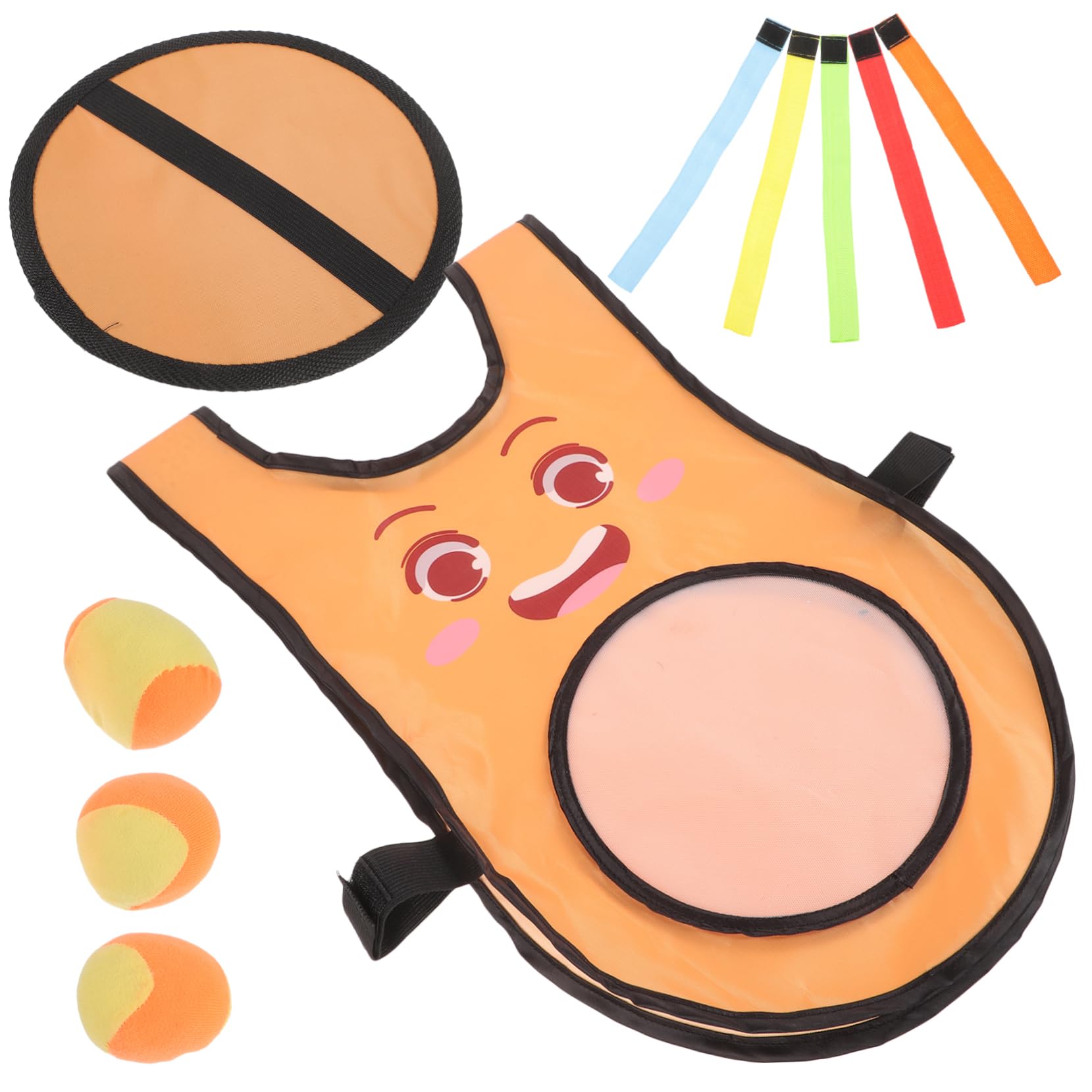 SUPVOX Oggetti di Scena per Giochi schivata con Palla Adesiva per Gilet con Palla appiccicosa Sportiva per l'asilo (Set di Gilet di Espressione-Piccolo Arancione) 10 Pezzi