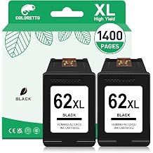 COLORETTO 62XL Ink Cartridges Black for HP 62 Black Ink Cartridges, 62 XL for HP 5540 5542 5545 5640 5642 5660 5664 5665 7640 7645 8000 8005 200 250 5740 5742 5743 5745 Printer Ink for HP62 2 Black