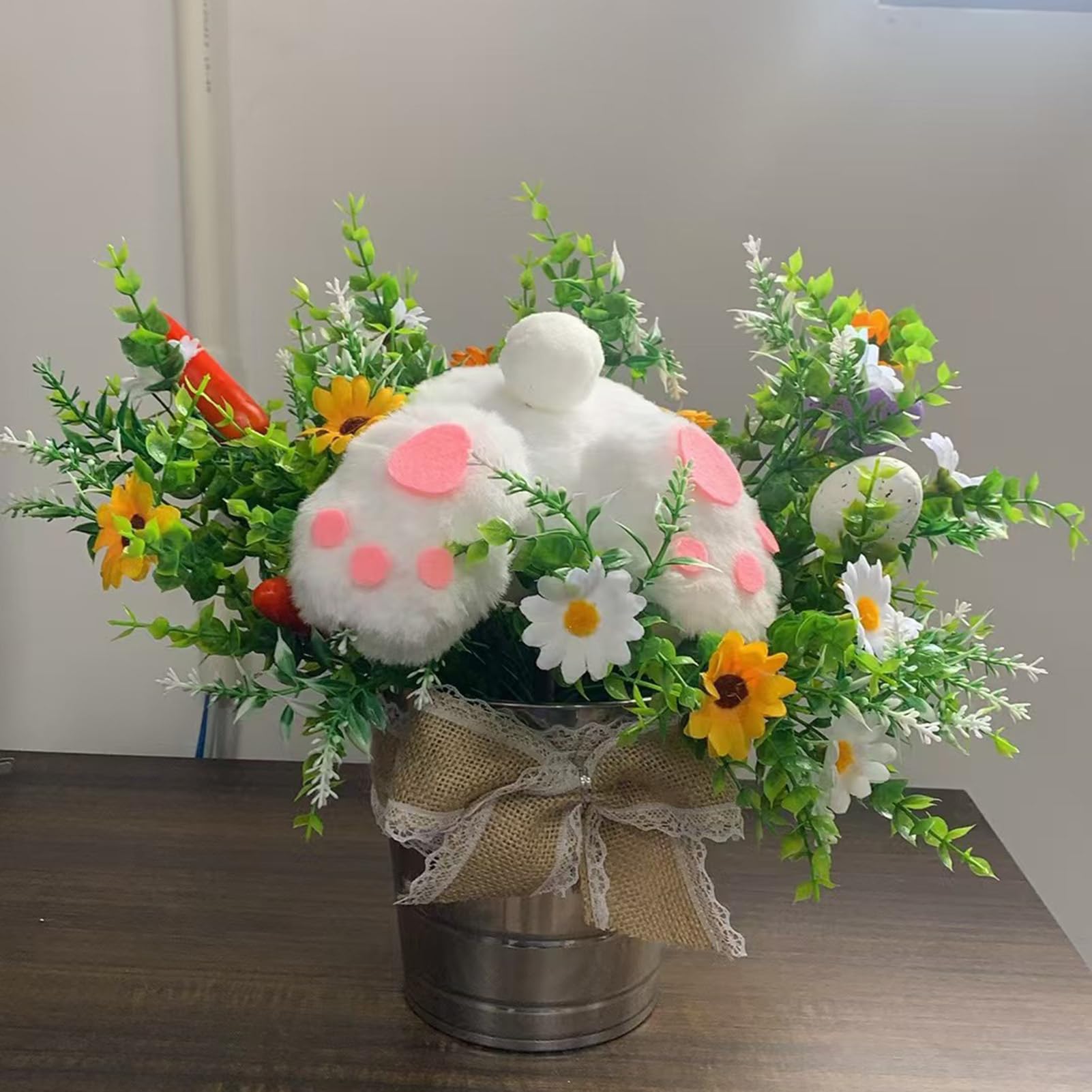 Decorazione Da Tavolo In Vaso Con Fiori E Uova Di Pasqua Centro Tavolo