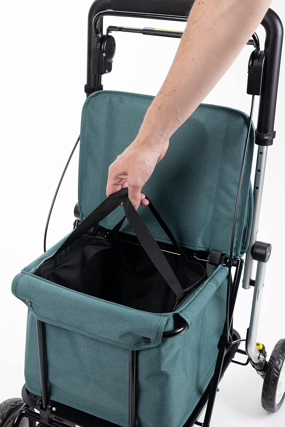 Carlett Andador y Carrito con Asiento Incorporado, Producto Médico Homologado EU, Manillar Regulable, Freno de Parking y Ruedas Ajustables 3 Posiciones, Robusto, Comfort Assist, Verde
