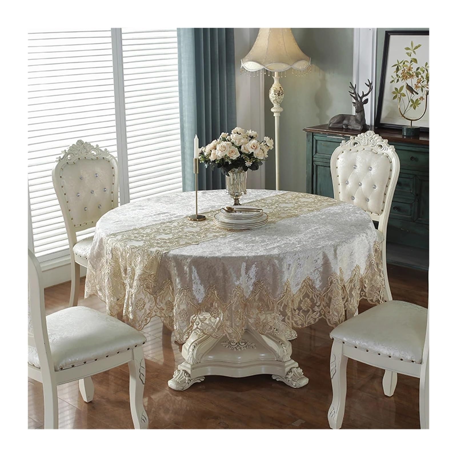 LuMOUzhou Embroidery Lace Round Tablecloth Multiple Sizes(Color1,Diameter 200cm Round)