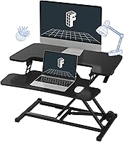 Vista 1 de FLEXISPOT Convertidor de escritorio de pie ajustable en altura de 32 pulgadas, soporte para escritorio de pie, estación de trabajo para computadora