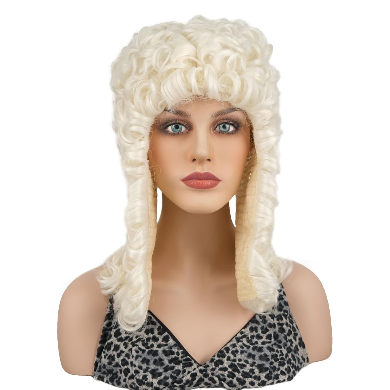 Wiginway Judge Lawyer Curly Blonde Wig Synthetic Long Wigs Colonial Barristers Wig Halloween Cosplay Party Costume Hair (1613 Light Blonde)