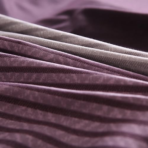 Miniatura 6 de Juego de funda de edredón de 3 piezas con estampado de bloques de color, suave y reversible, de microfibra cepillada, tamaño matrimonial Queen