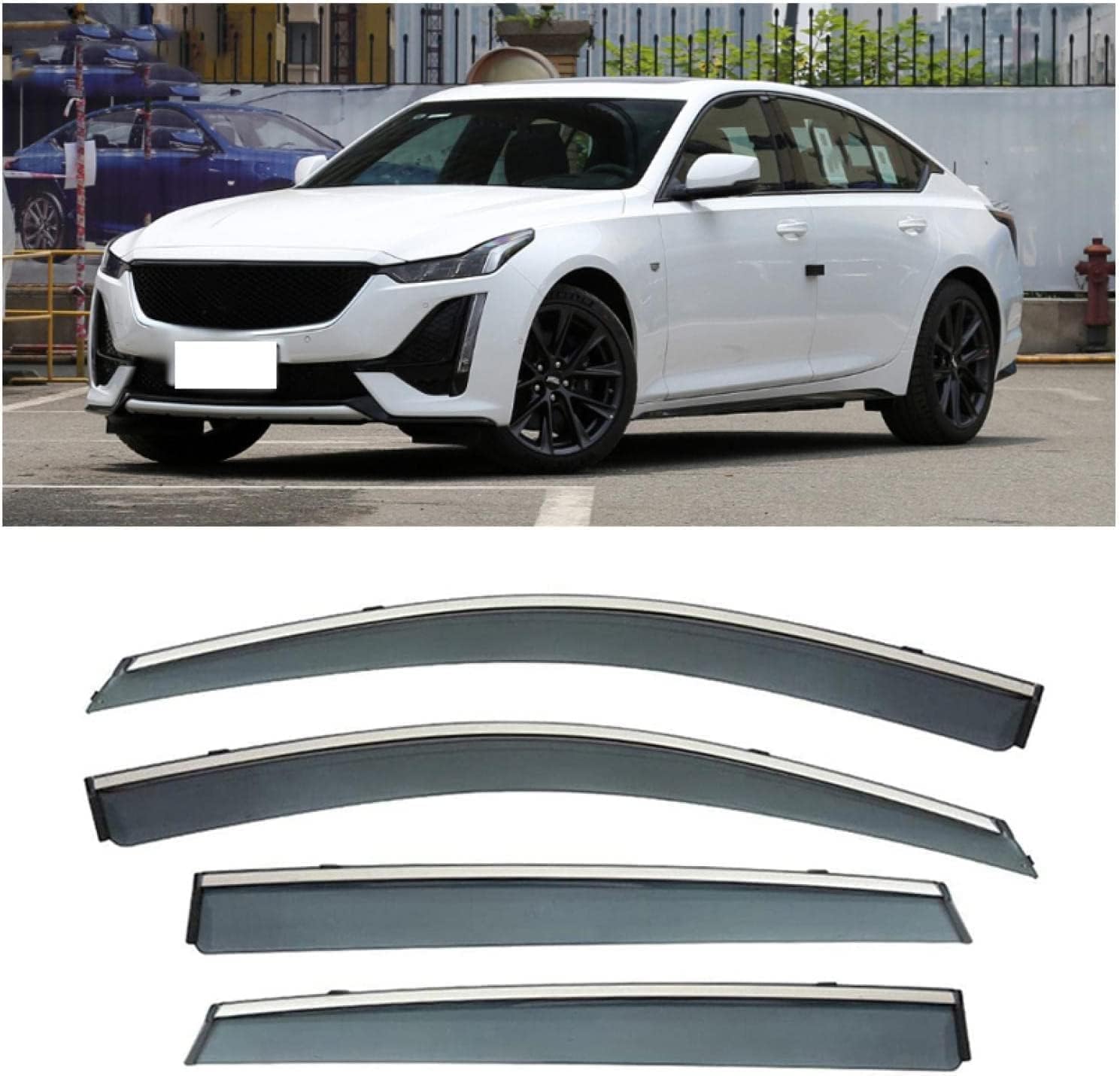 PANXUC Car Wind Deflectors for Cadillac CT5 2020-2022, Side Window Wind Rain Deflector Window Visor Sun Rain Guard Smoke Guards