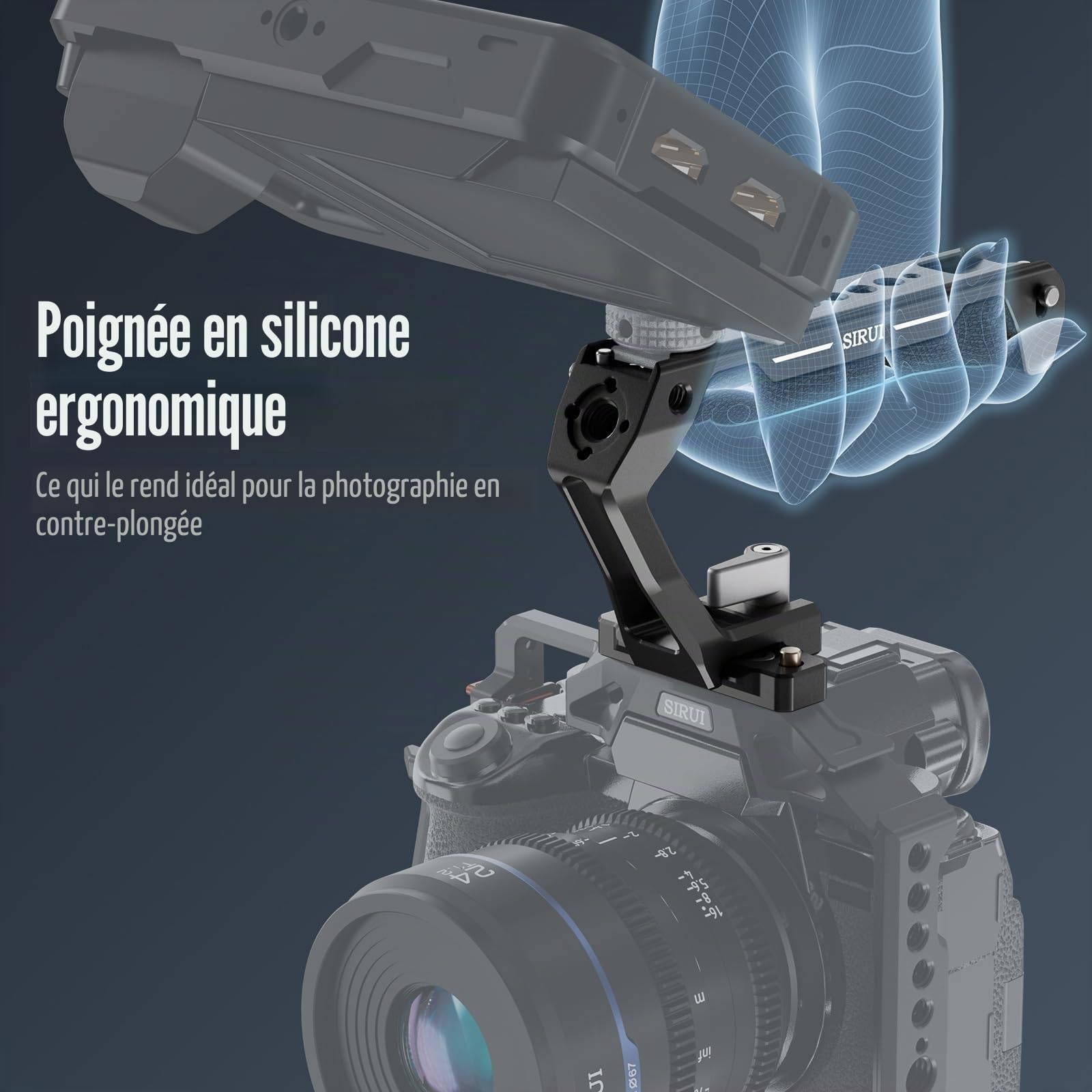 SIRUI Poignée Supérieure avec Rail OTAN - Poignée Légère en Silicone pour Cage d'Appareil Photo - Poignée Supérieure Universelle avec Chaussures Froides - Filetage 1/4" et Filetage Arri 3/8" - SC-TH