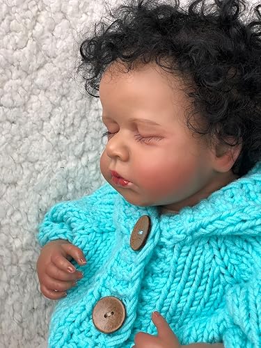 Miniatura 5 de Pinky - Muñeca de bebé recién nacida realista de 20 pulgadas y 19.7 in, muñeca suave de silicona de aspecto realista, muñeca afroamericana india