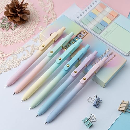 Miniatura 6 de 6 bolígrafos de gel de 0.020 in de secado rápido, bolígrafos de tinta negra, bolígrafos de escritura suave, bonitos suministros de oficina y
