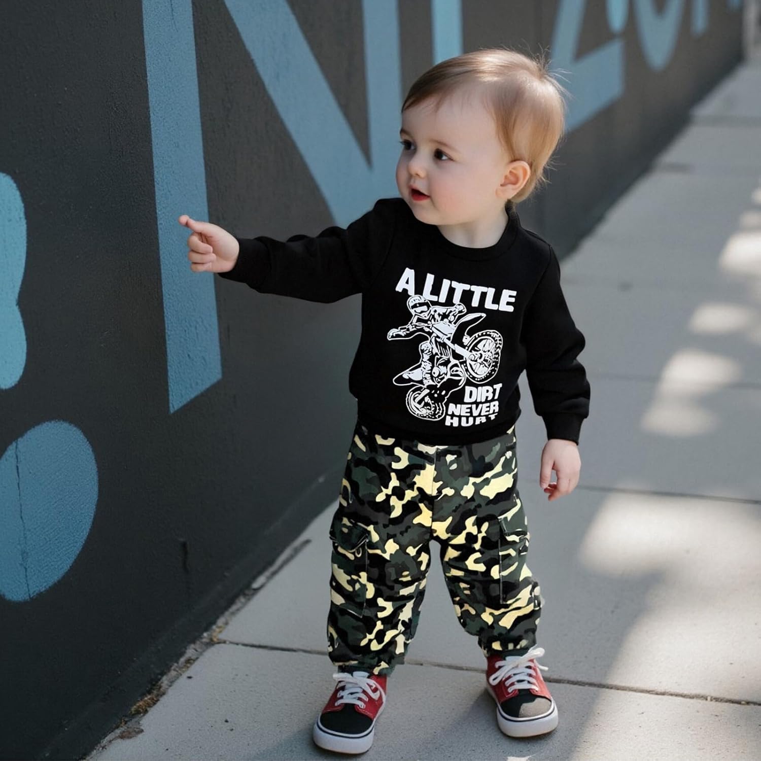 WZTYYDS Toddler Kids Baby Boy Fall Clothes 2T 3T 4T 5T 6T Letter Print Long Sleeve Tops Camouflage Pants Winter Outfits - Image 3