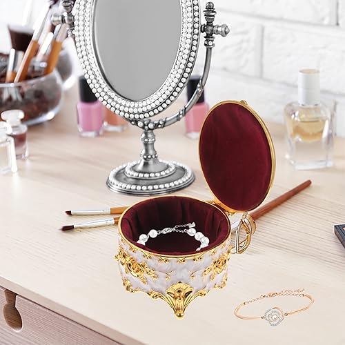 Vista 4 de HOMSFOU Joyero esmaltado, organizador de joyas, soporte para caramelos, soporte para pulsera, soporte para collar, pendientes, organizador