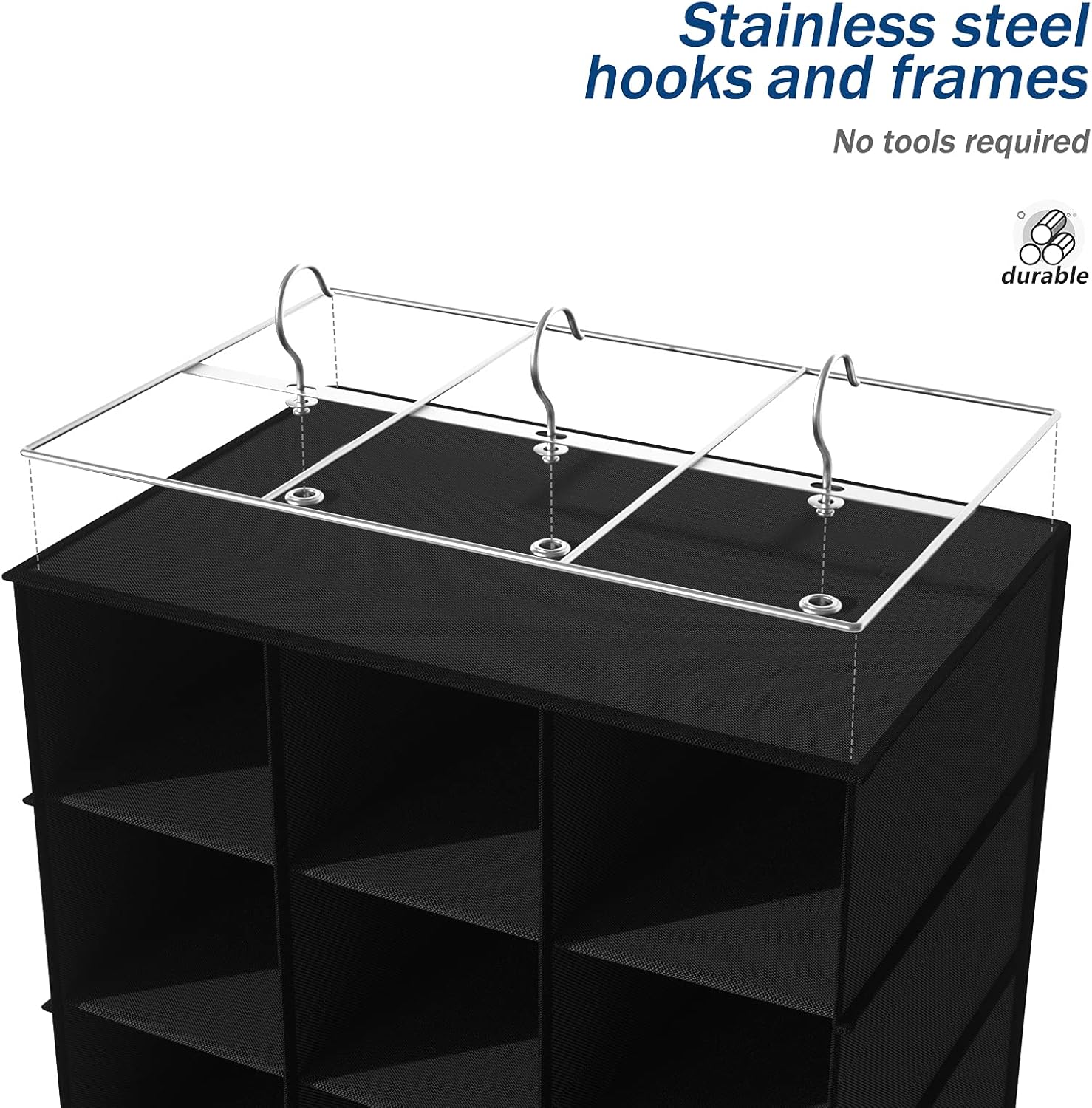 Libeder Hanging Closet Organizers 30 Section Shoe Shelves, Shoe Storage Hanging Shoe Rack, Space Saving Shoe Holder, Black