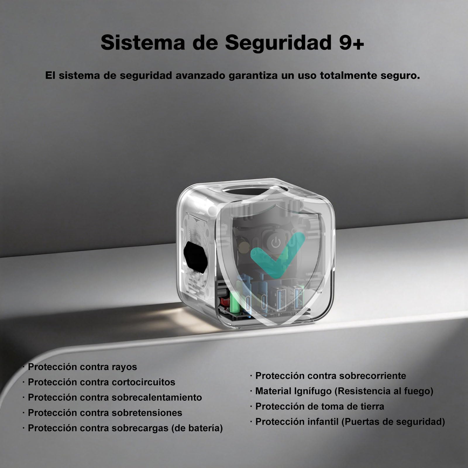 VEFVE Ladrón Enchufes Pared 70W GAN, Cubo Enchufe Múltiple 7 en 1 Sin Cable con Interruptor, Cargador Rápido USB C para iPhone 17, MacBook, Galaxy, Blanco