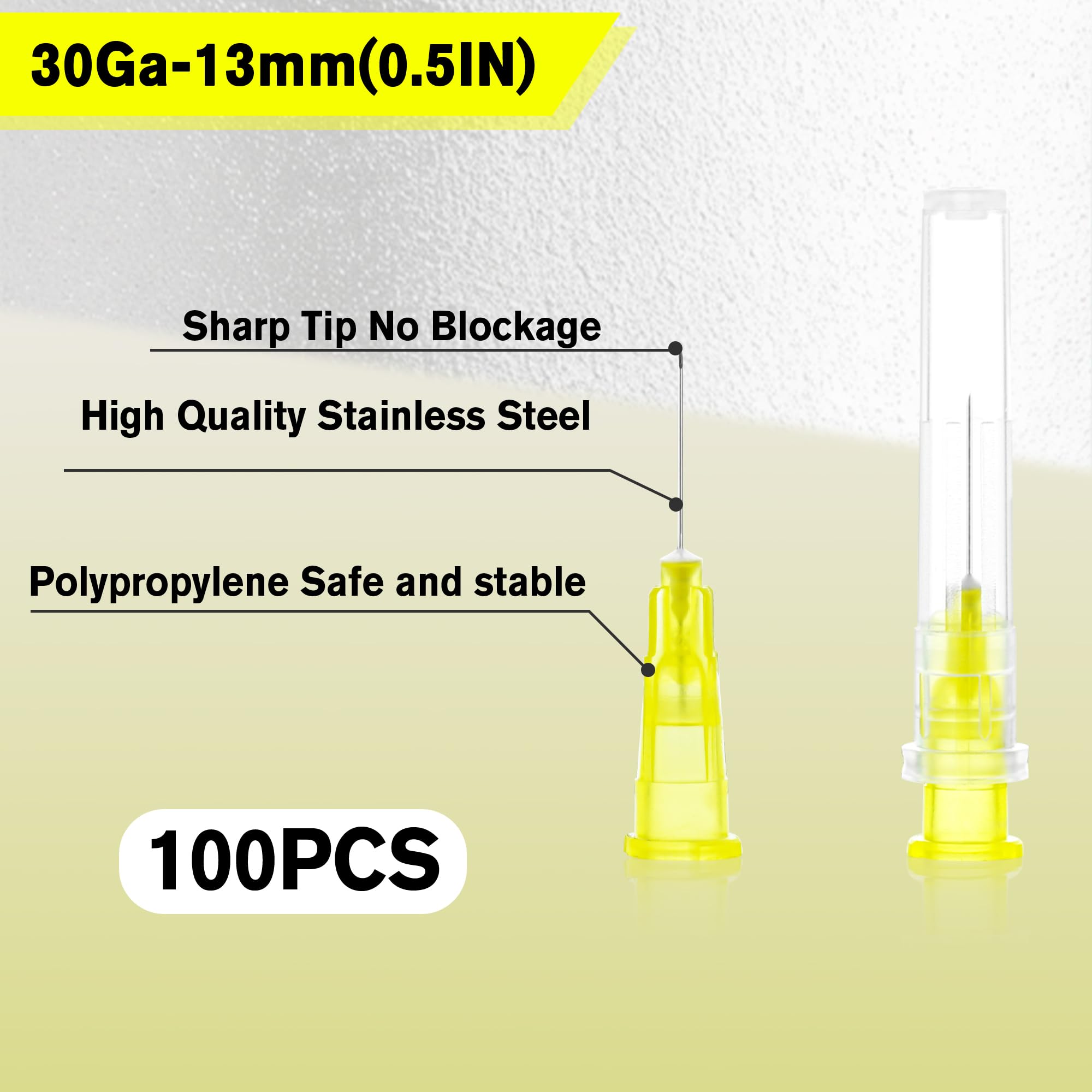 100 Pack 30 Gauge 1/2 Inch Disposable Needle with Cap, Lab Dispensing Accessories for Measuring, Individually Sealed — Amazon image 3