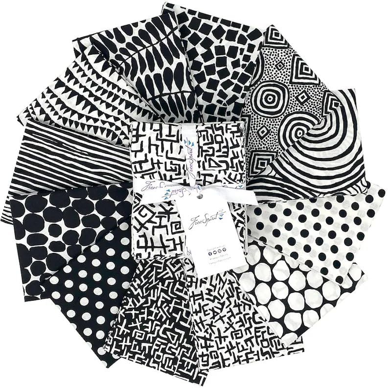 Kaffe Fassett Collective-Fat Quarter Bundle-Black andWhite-12 pcs-FB4FQGP.Blackwhite