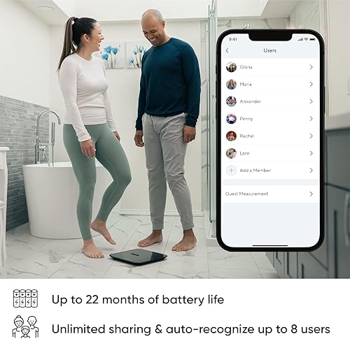 Miniatura 7 de Wyze Smart Scale X - Báscula digital de baño para peso corporal, IMC, grasa corporal, masa muscular, monitor de frecuencia cardíaca, sincronización